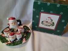 Decorative Miniature Mini Tea Set Holiday Christmas Winter Santa
