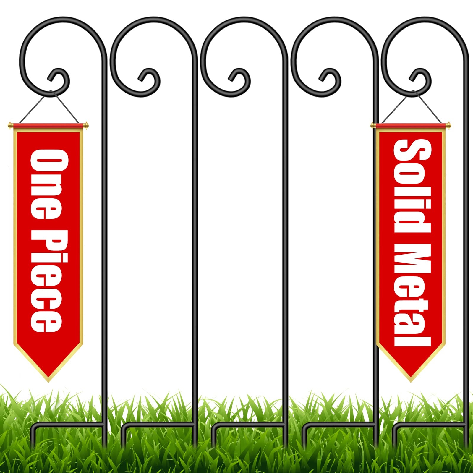 48-inch Shepherd Hook 5-Pack No Assembly Strong One-Piece Design 2/5-inch Diameter