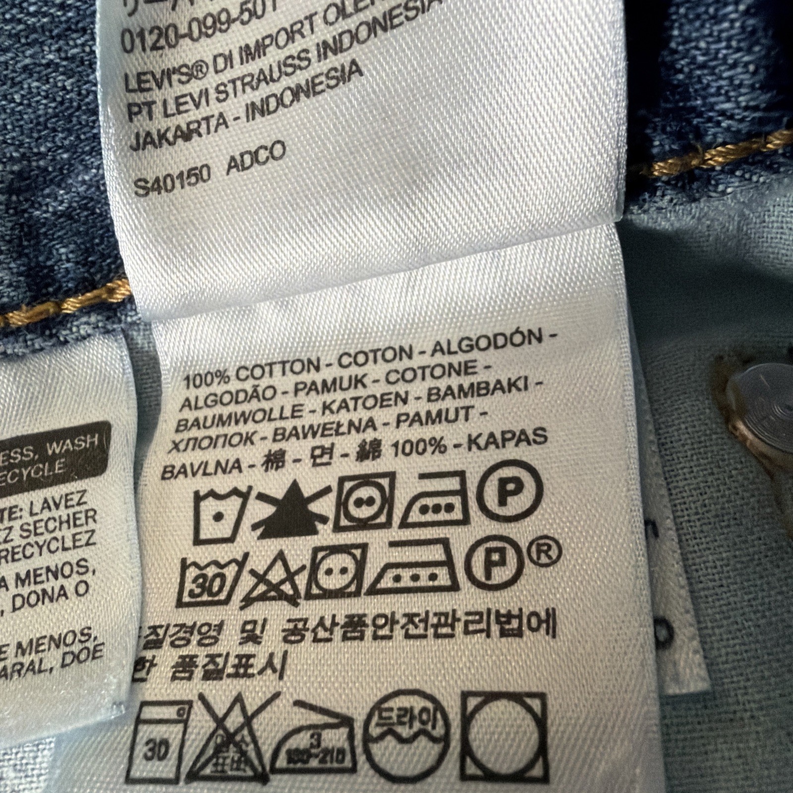 Levis 527 Jeans Mens 33x32 Blue Whiskered Honeycomb Wash Slim Bootcut Denim thumbnail 12