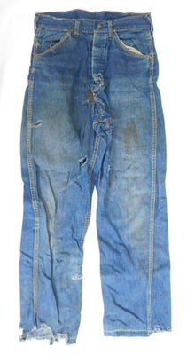 Vintage 1930s-40s Carpenter Button Fly Farm Denim Jeans Pants