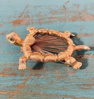 Vintage Signed HOBE Wired Turtle Brooch Pin Rhinestone Eyes Costume Jewelry