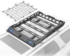 55x41 Roof Rack Cargo Basket with LED Light Bars Cargo Net 150 LBS Capacity