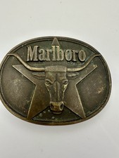 Marlboro Solid Brass Belt Buckle By Philip Morris Longhorn Design Vintage 1987