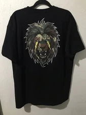 Gnarco (Size XL) Brush Stroke Lion Mens T-Shirt Camo Lightning Bolts, Black
