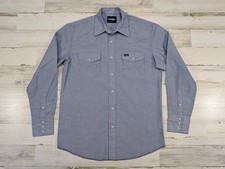Vintage Wrangler Shirt Mens Medium Blue Chambray Pearl Snap