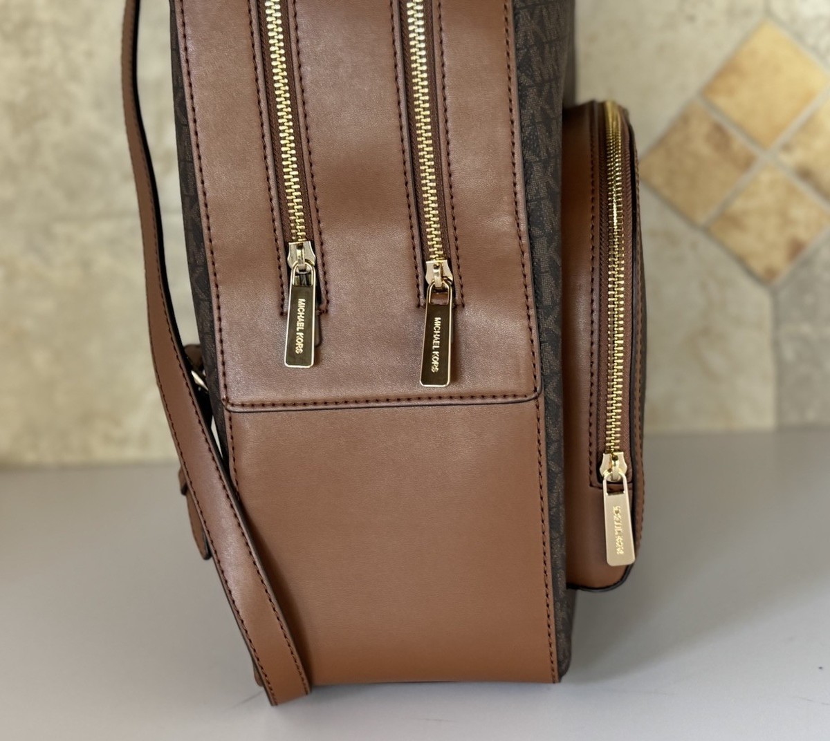 Michael Kors Jaycee Large Zip Pocket Backpack MK Brown $_57.PNG?set_id=880000500F main image 3