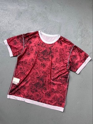 USED FRILL ERA COMME DES GARCONS HOMME PLUS 1999SS ROSE PATTERN REVERSIBLE T-S