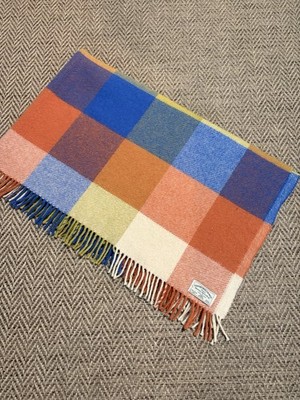 Foxford Woollen Mills Merino Wool Throw Blanket 58x36 Plaid Cabin Lounge Soft