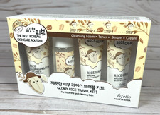 Esfolio Glowy Rice Travel Kit Cleansing Foam Toner Serum Cream Skincare Set 8/28