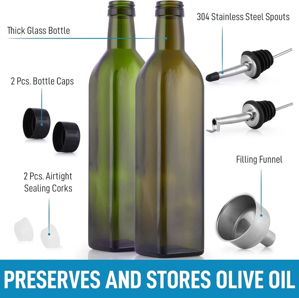 2-Pack 17oz Olive Oil Bottles with Spouts & Airtight Corks for Freshness - Image 4 of 4