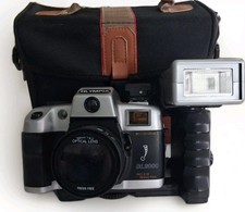 Olympia DL2000 35mm Film Camera w Flash Grip  Case Untested As-Is