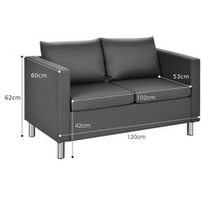2 Seater Modern PU Leather Loveseat Sofa for Home Office