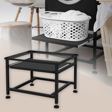 Socle de machine à laver avec étagère extensible base sèche-linge en acier noir