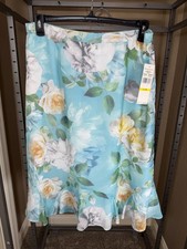 NWT Alfred Dunner Women's Size Medium Versailles Skirt Blue Floral Lined 54