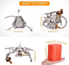 Foldable Camping Gas Stove with 1LB Propane Tank Adapter,Portable Camp Stove Bac