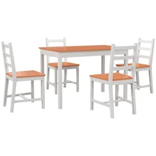 Dining Table Set for 4, 5 Piece Modern Kitchen Table and Chairs, Wood Dining ...