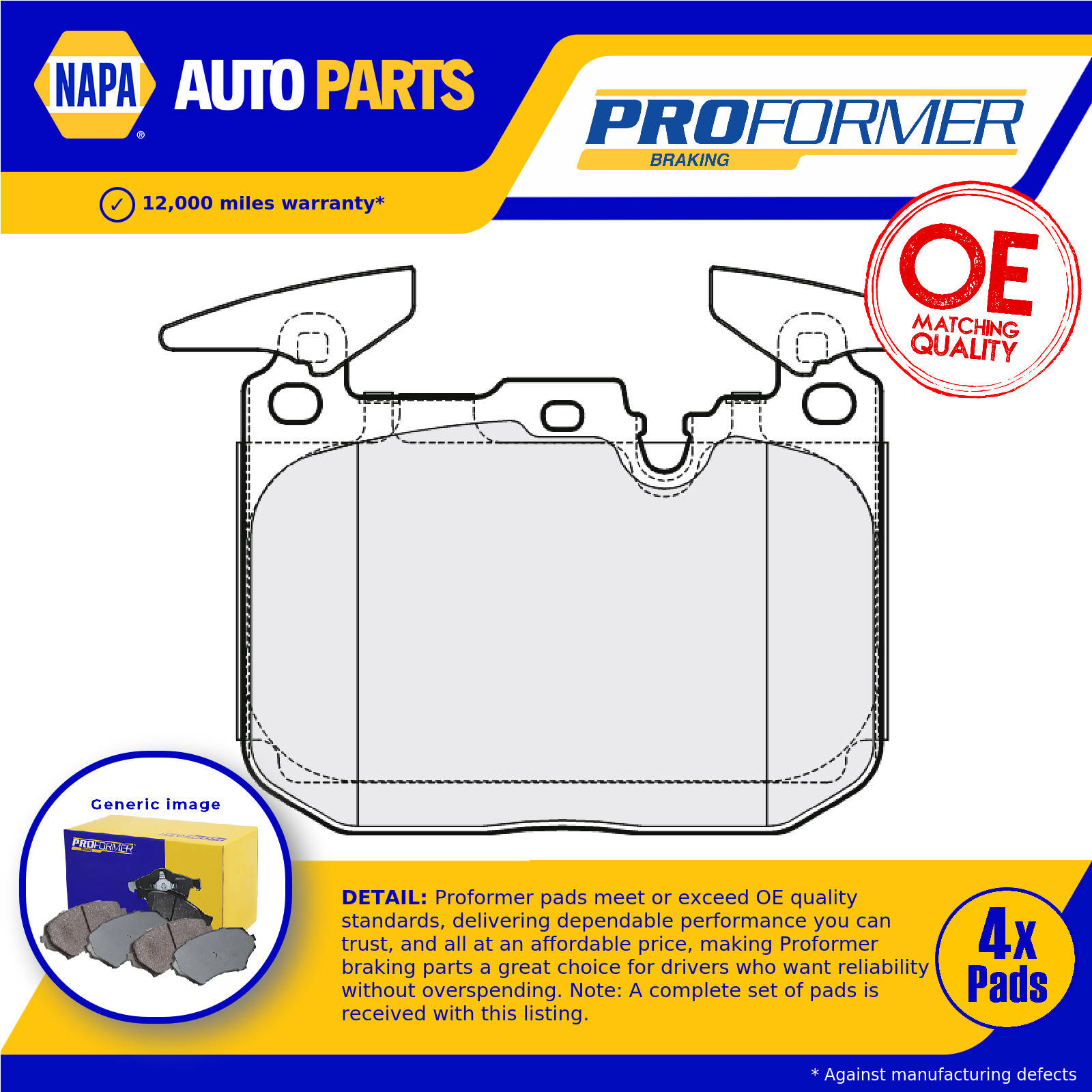 Brake Pads Set fits BMW 316 F30, F31 1.6 Front 12 to 16 Proformer Quality