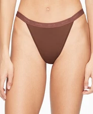 Calvin Klein L12470 Womens Brown Form to Body Natural Tanga Bikini Size Medium