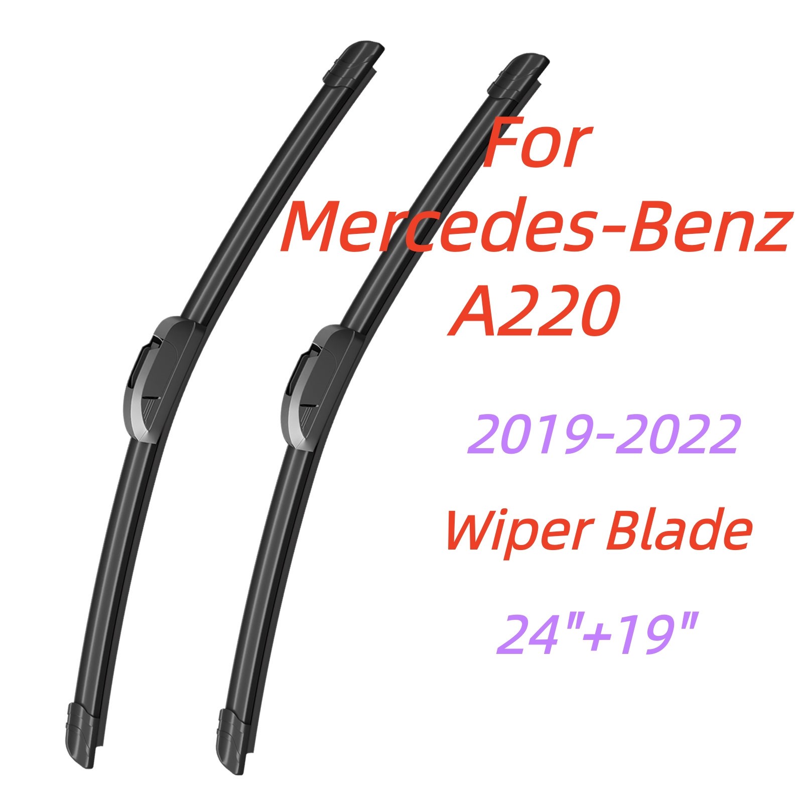 Windshield Wiper Blades 24"19" All-season Front For Mercedes-Benz A220 2019-2022