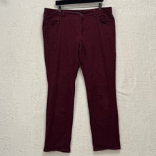 Ann Taylor Pants Womens 16 Burgundy Curvy Straight Leg Cotton Blend Stretch Wine