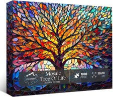 Original Stained Glass Puzzle Tree of Life Puzzles for Adults 1000 Pieces,Imposs