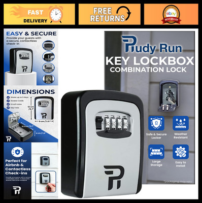 Large Outdoor Key Lock Box - 4-Digit Combination Hidden Safe, Wall Mounted Stora