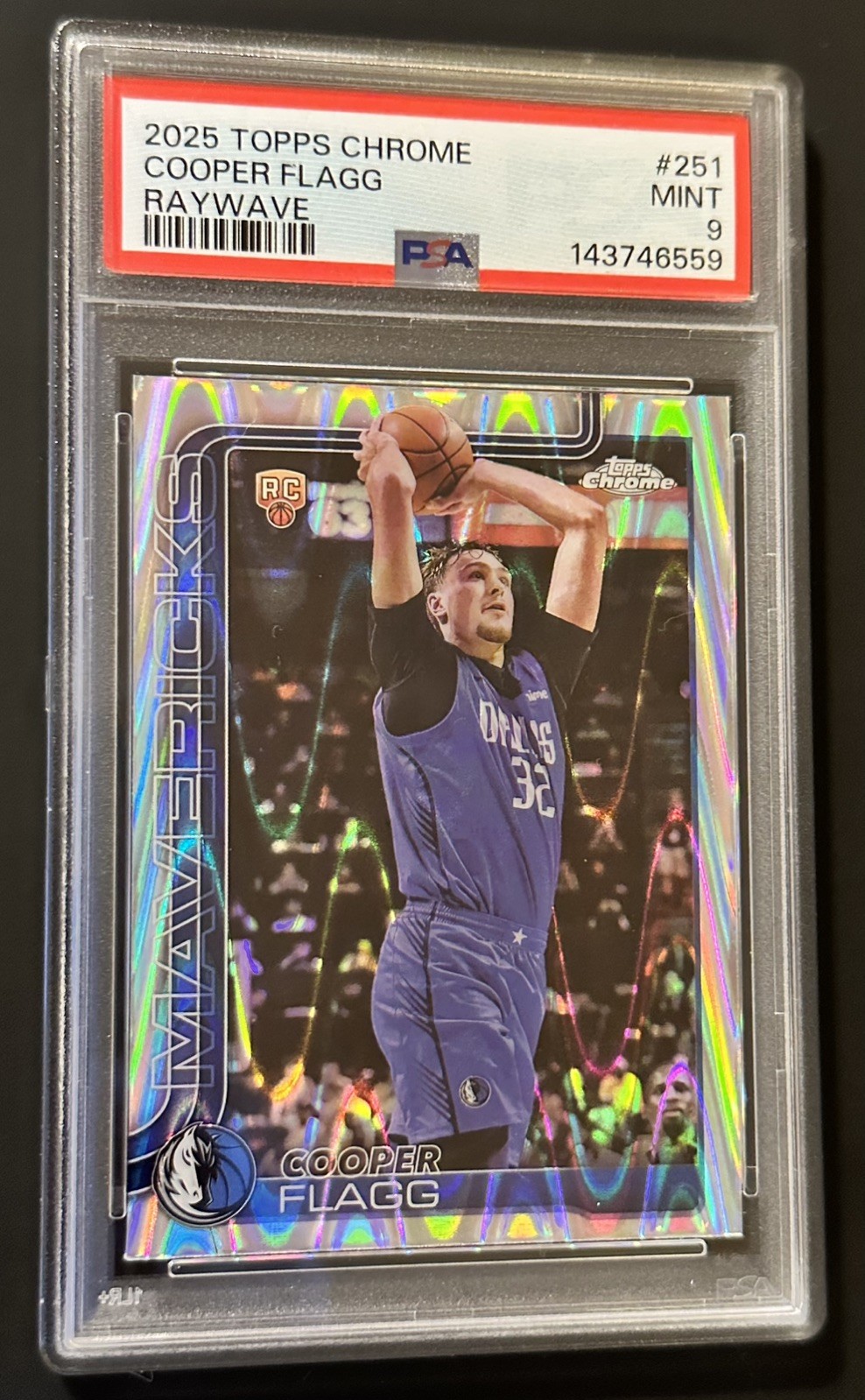 2025-26 Topps Chrome Cooper Flagg RC RayWave Refractor #251 Mavericks PSA 9