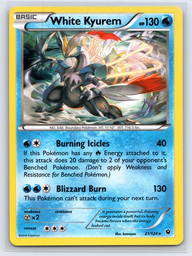 White Kyurem 21/124 Holo Rare Fates Collide Pokemon Lightly Played