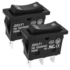 2-Pack JD03-F1 KCD4-3NC Rocker Switch 16A 125/250VAC 3-Pin/3-Position Double