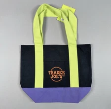 Trader Joe's Mini Halloween Canvas Tote Bag. Limited Ed. MULTI COLOR IN HAND