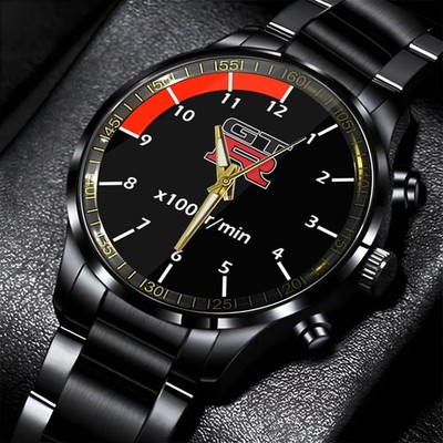 Nissan Skyline GTR Cluster Black Stainless Steel Watch
