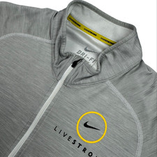 Livestrong  x Nike Men's 1/4 Zip Dri-Fit Performance Pullover Gray • Medium