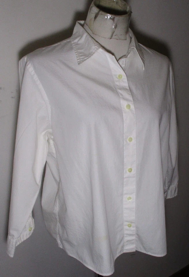 L.L. Blusa para mujer BEAN blanca de algodón manga larga o 3/4 talla XL Foto 3 de 4