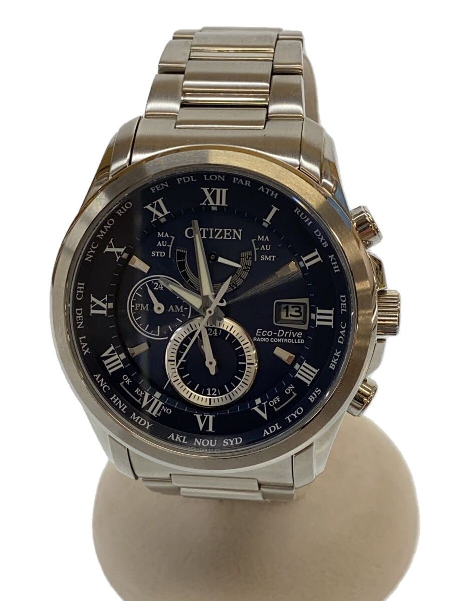 CITIZEN Eco-Drive Stainless Steel Navy Silver Analog Watch H820 R006622