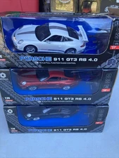 (3) Braha Porsche 911 GTS RS 4.0  Remote Control Super Car 1:24 Red Black White