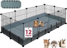 12 Panels Small Animal Playpen,Pet Playpen with Waterproof Mat,C C Cage for Guin