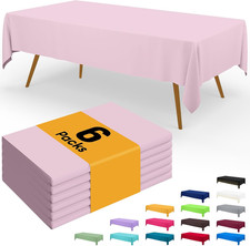 Disposable Table Cloth - 6 Pack, 54 x 108 Inch Waterproof Rectangle Tablecloths
