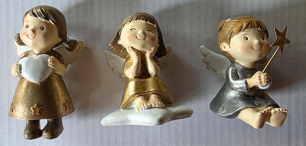 Engelkinder, 3 Kleine Engel, Dekofiguren, 3Er Set, Je Ca 10Cm Groß, Neu/Ovp-image