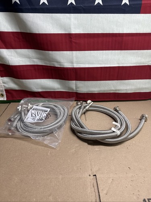 #ad LOT OF 2 Everbilt 4 ft. Stainless Steel Washing Machine Hose Connector $24.99