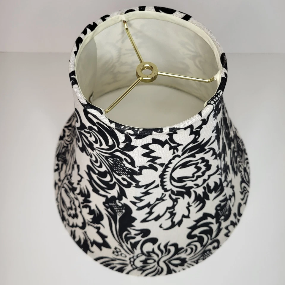 Dale Tiffany Lamp Shade Fabric Raised Velvet Black And White - Image 3 of 4