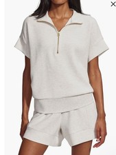 VARLEY Ivory Marl Short Sleeve Half Zip Lounge Top Sz M NWT 140