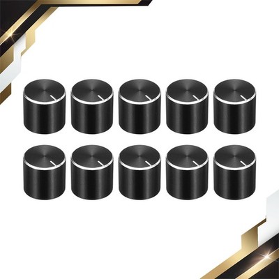 10pcs Potentiometer Knob Knurled Shaft Black Aluminum 6mm Shaft Dia