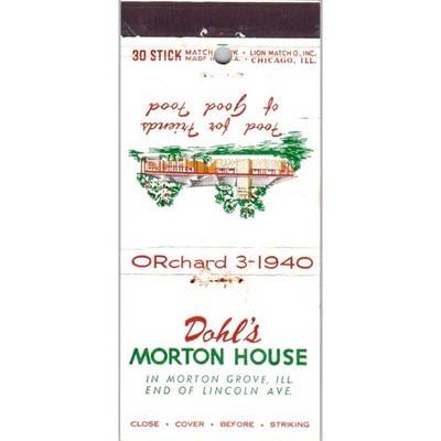 Dahl's Morton House Morton Grove IL Advertising Matchbook Cover MM9-6