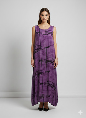 Womens Plus size Curve Bubble Dress Fish Print  Pocket Maxi Free Size -  P3