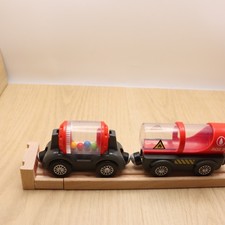 Wooden Train Track Fuel Tanker & Rattle Wagon Train Set