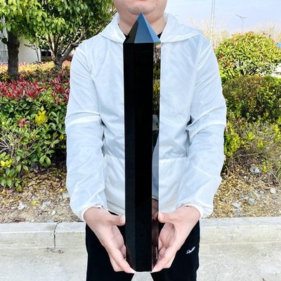 7.85LB Natural obsidian crystal obelisk, quartz crystal energy column