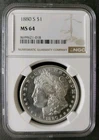 1880 S $1 Morgan Silver Dollar NGC MS64