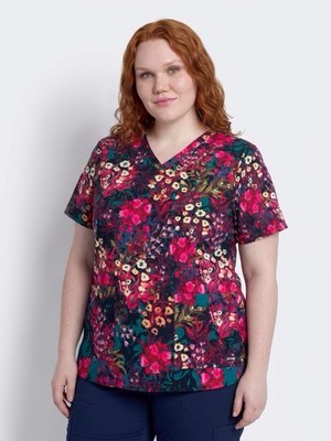 Grey's Anatomy Women's Flowered Scrub Top 2XL
