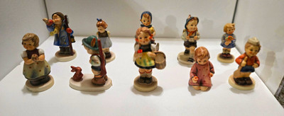 Goebel Hummel 10 Figure Lot, Undamaged, Full Colored Lot 014