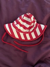 Hanna Andersson Baby Unisex Pool Sun Hat Red White Stripes Size S 6-12 M 